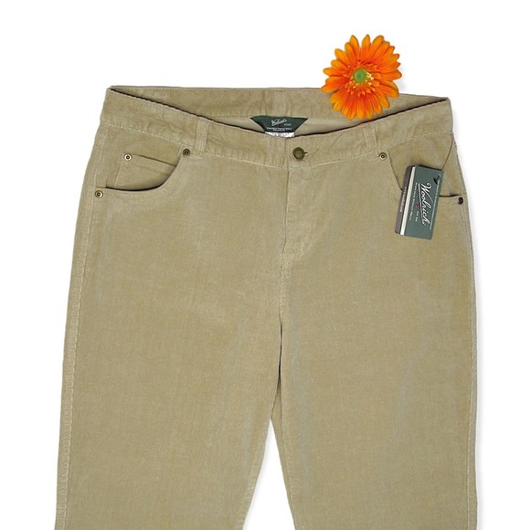 Woolrich Corduroy Strait Leg Pants Size 14 Tan Khaki Cotton Spandex Blend NWT - Picture 1 of 12
